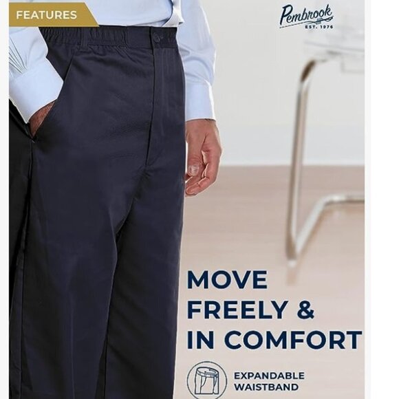 Elastic Waist Pants for Seniors - Adaptive Men's Pants for Elderly w/Zipper - Picture 1 of 6